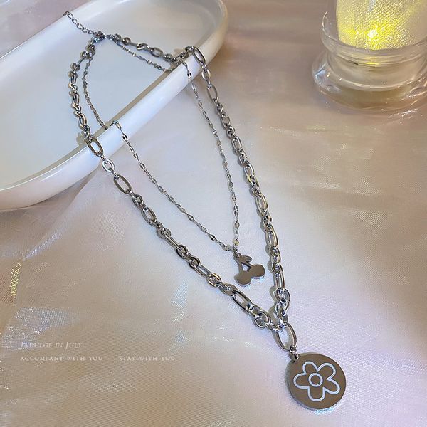 chain women pendants titanium steel double layered cherry necklace korean hip hop style metal cool neck personality fashion clavicle, Silver
chain women pendants titanium steel double layered cherry necklace korean hip hop style metal cool neck personality fashion clavicle, Silver