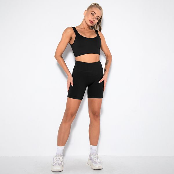 2021 european and american seamless knitting sports short sleeve shorts bra yoga clothes fitness pants set women 63, White;red
2021 european and american seamless knitting sports short sleeve shorts bra yoga clothes fitness pants set women 63, White;red