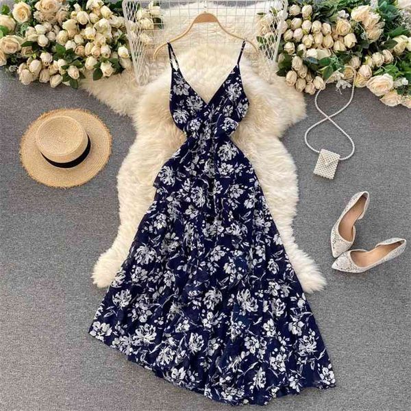summer women v-neck spaghetti strap chiffon dress casual ruffled floral print asymmetric beach 210430, Black;gray 
summer women v-neck spaghetti strap chiffon dress casual ruffled floral print asymmetric beach 210430, Black;gray