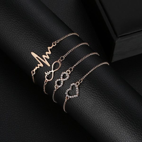 link, chain leaderbeads simple gold crystal love heart electrocardiogram design bracelet set women's 4pcs/set alloy bangles birthday gi, Black
link, chain leaderbeads simple gold crystal love heart electrocardiogram design bracelet set women's 4pcs/set alloy bangles birthday gi, Black