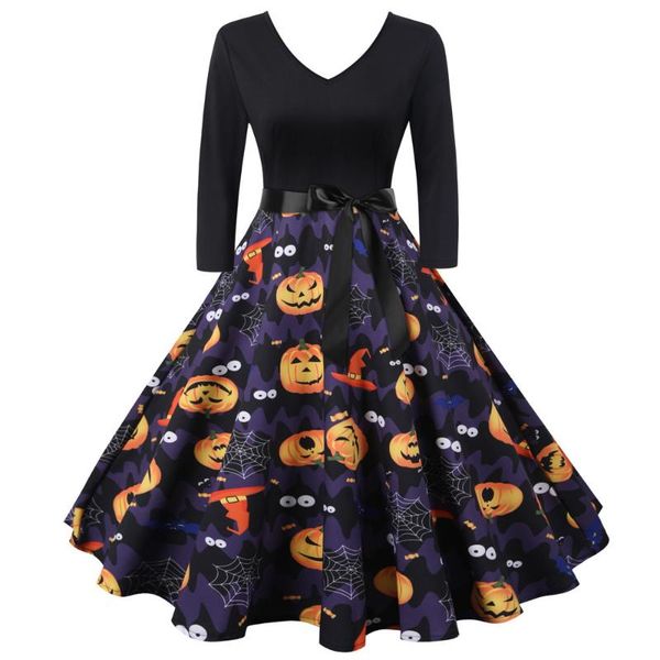 casual dresses retro halloween women party dress winter robe pumpkin print v neck three quarter sleeve vintage rockabilly gothic costumes, Black;gray
casual dresses retro halloween women party dress winter robe pumpkin print v neck three quarter sleeve vintage rockabilly gothic costumes, Black;gray