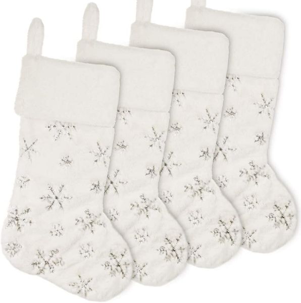 plush christmas stockings white faux fur large 56cm deluxe hanging xmas with silver sequin snowflake for fireplace decorations 1221620
plush christmas stockings white faux fur large 56cm deluxe hanging xmas with silver sequin snowflake for fireplace decorations 1221620
