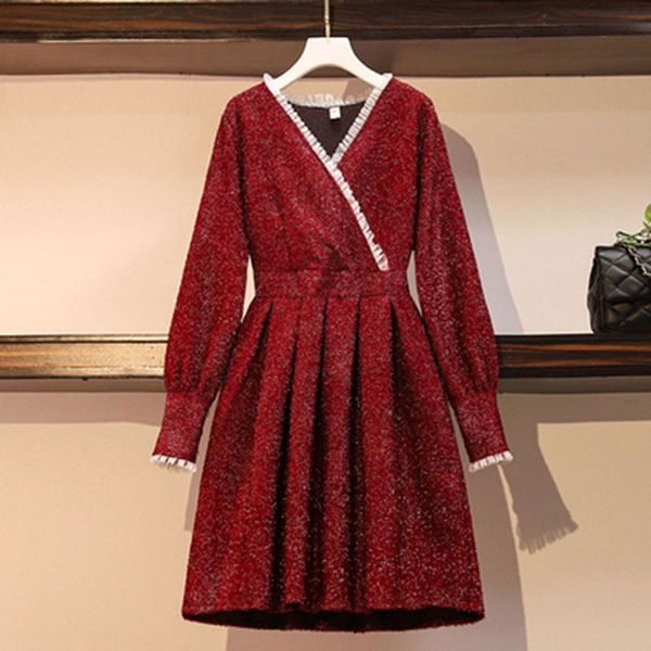 casual dresses plus size 4xl pleated tweed dress 2021 spring women fashion v-neck long sleeve office elegant bright silk, Black;gray
casual dresses plus size 4xl pleated tweed dress 2021 spring women fashion v-neck long sleeve office elegant bright silk, Black;gray