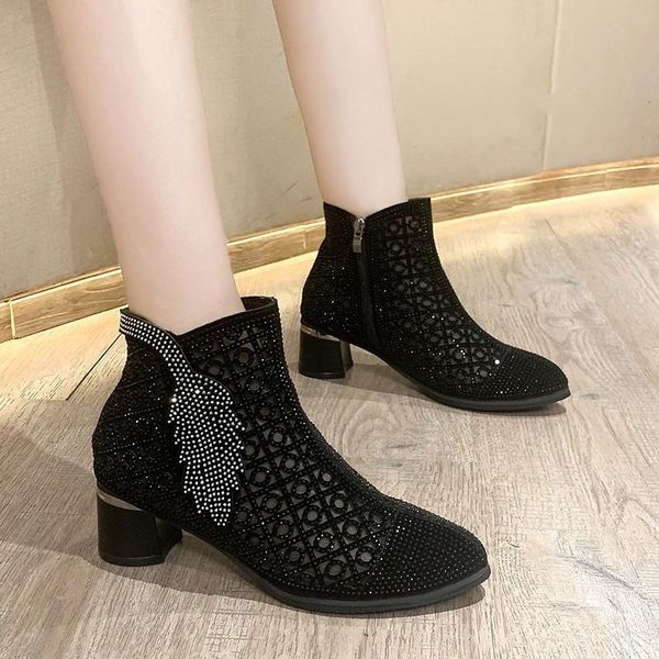 boots spring summer women's thick-soled hollow mesh ankle fashion female breathable women zipper high-heeled sandals, Black
boots spring summer women's thick-soled hollow mesh ankle fashion female breathable women zipper high-heeled sandals, Black