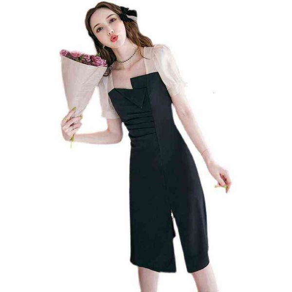french split drs summer 2021 small cool wind slim bubble sleeve mid length, Black;gray
french split drs summer 2021 small cool wind slim bubble sleeve mid length, Black;gray