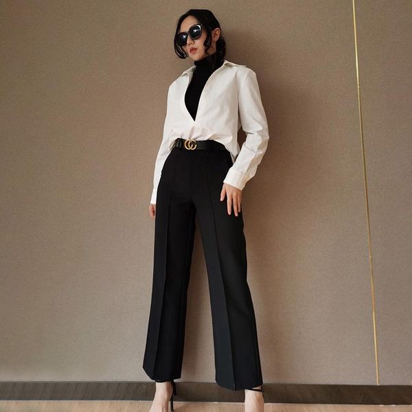 fashion high waist lady trousers loose casual office black pants 2021 bodycon all-match simple women pleated women's & capris, Black;white
fashion high waist lady trousers loose casual office black pants 2021 bodycon all-match simple women pleated women's & capris, Black;white