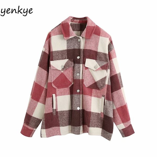 fashion women vintage plaid woolen coat long sleeve lapel collar pockets casual overshirt autumn jacket plus size outerwear 210514, Black
fashion women vintage plaid woolen coat long sleeve lapel collar pockets casual overshirt autumn jacket plus size outerwear 210514, Black