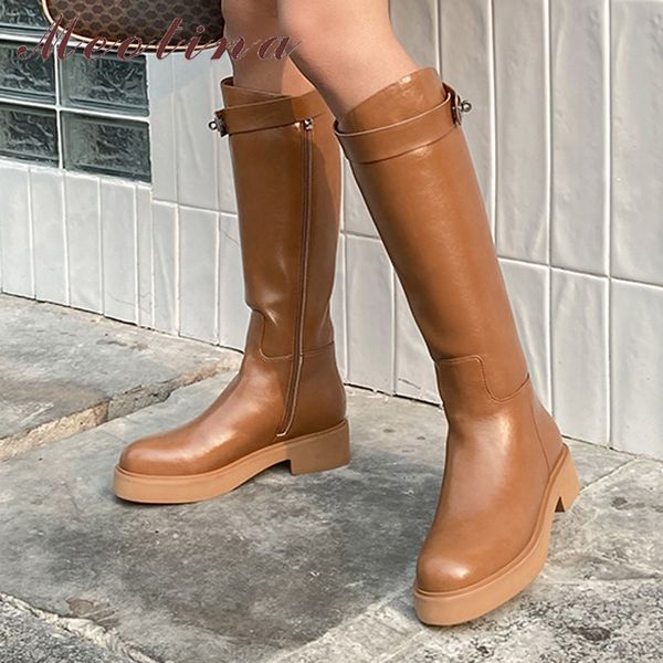 real leather riding boots women platform med heel knee high buckle thick shoes wool zip female long 40 210517, Black
real leather riding boots women platform med heel knee high buckle thick shoes wool zip female long 40 210517, Black