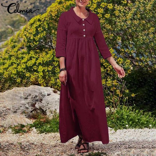 casual dresses fashion ladies high waist maxi dress celmia 2021 women autumn vintage lapel loose pleated party long vestidos robe, Black;gray
casual dresses fashion ladies high waist maxi dress celmia 2021 women autumn vintage lapel loose pleated party long vestidos robe, Black;gray