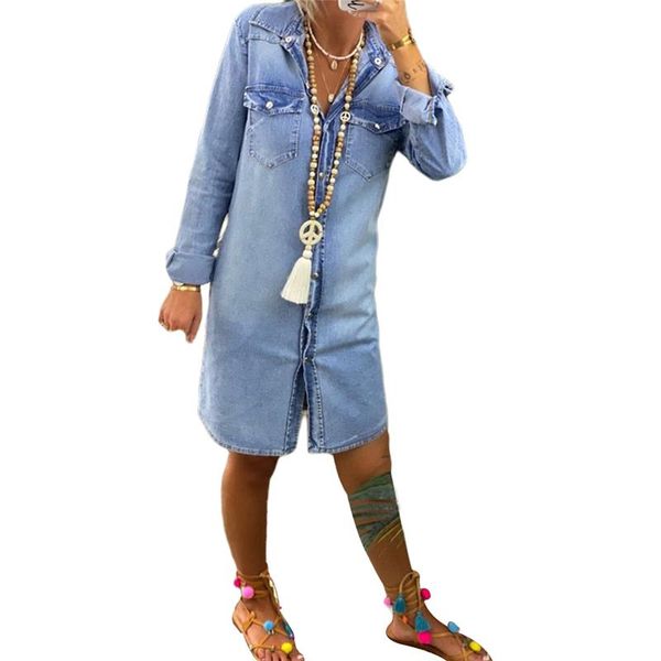 casual dresses women autumn clothes long sleeve v neck button down denim dress stylish mini pockets streetwear, Black;gray
casual dresses women autumn clothes long sleeve v neck button down denim dress stylish mini pockets streetwear, Black;gray