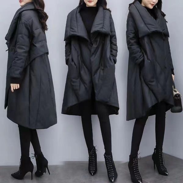 winter new women's loose large medium and long down jacket black thin cloak coat thickened
winter new women's loose large medium and long down jacket black thin cloak coat thickened