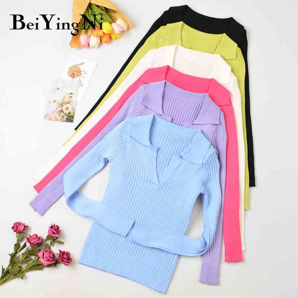 autumn fashion women sweaters bottoming shirt slim v-neck elastic plain knitted cropped female harajuku pullovers 210427, White;black 
autumn fashion women sweaters bottoming shirt slim v-neck elastic plain knitted cropped female harajuku pullovers 210427, White;black
