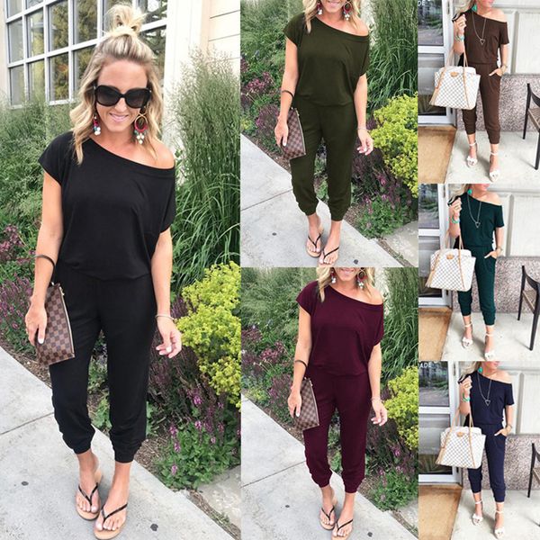 women off shoulder jumpsuit pants club casual loose solid one shoulder short sleeve party ladies rompers playsuit ljja2676, Black;white
women off shoulder jumpsuit pants club casual loose solid one shoulder short sleeve party ladies rompers playsuit ljja2676, Black;white
