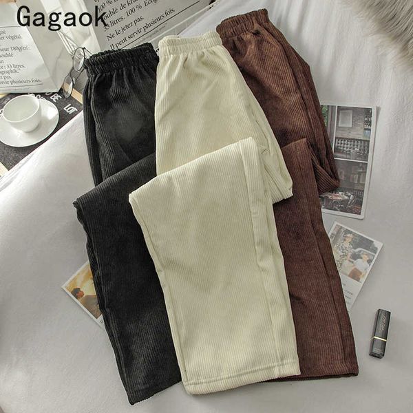 women thick pant winter solid high corduroy straight loose casual clothes korean fashion simple wild warm pants 210531, Black;white
women thick pant winter solid high corduroy straight loose casual clothes korean fashion simple wild warm pants 210531, Black;white