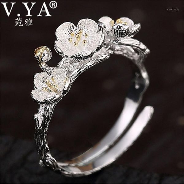 cluster rings v.ya 925 sterling silver adjustable stackable plum blossom flower jewelry ring for women lady bijoux1, Golden;silver
cluster rings v.ya 925 sterling silver adjustable stackable plum blossom flower jewelry ring for women lady bijoux1, Golden;silver