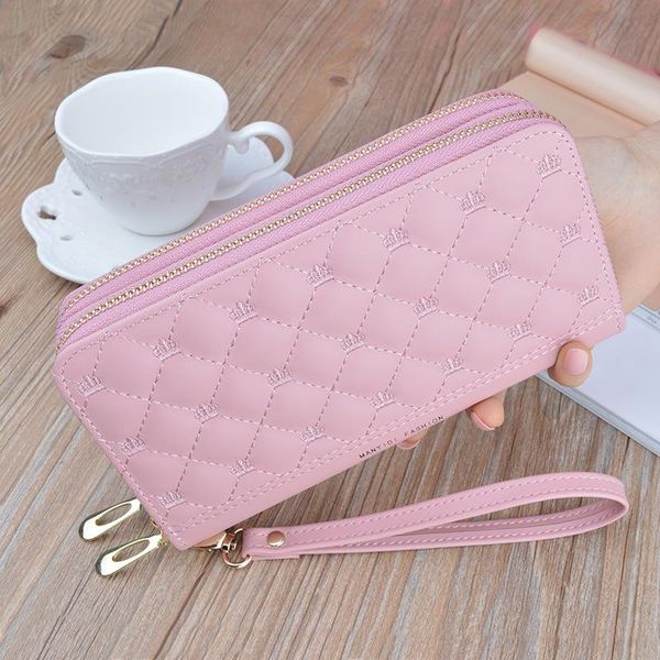 wallets long double zipper handbag mother's soft leather clip lingge embroidery crown large capacity double-layer wallet, Red;black
wallets long double zipper handbag mother's soft leather clip lingge embroidery crown large capacity double-layer wallet, Red;black