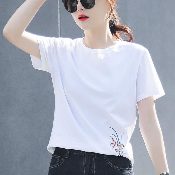 elimiiya women's summer white short-sleeved loose round neck t-shirt ladies korean embroidered bottoming top
elimiiya women's summer white short-sleeved loose round neck t-shirt ladies korean embroidered bottoming top