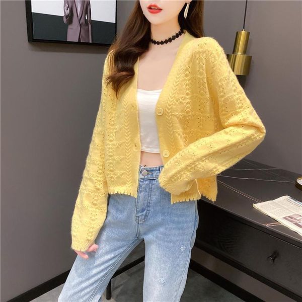 women's knits & tees cardigan jacket knit sweater, thin section, hollow short foreign style early spring sweater, White
women's knits & tees cardigan jacket knit sweater, thin section, hollow short foreign style early spring sweater, White