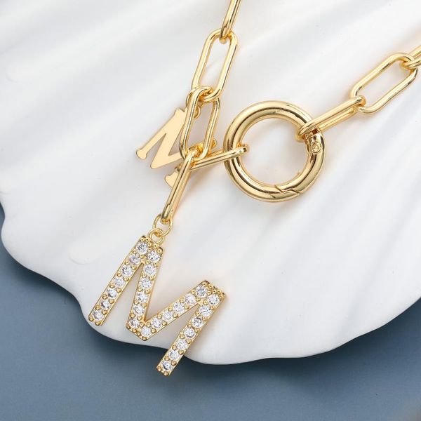 chains gold m letter diamond hip-hop trendy copper necklace fashion women's light luxury high clavicle chain, Silver
chains gold m letter diamond hip-hop trendy copper necklace fashion women's light luxury high clavicle chain, Silver