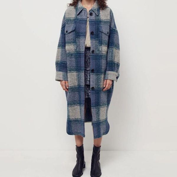 women's wool & blends woolen jacket female classic long winter blue lattice loose single-breasted large profile brushed korean fashion, Black
women's wool & blends woolen jacket female classic long winter blue lattice loose single-breasted large profile brushed korean fashion, Black