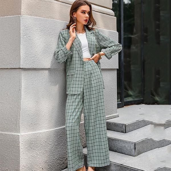 women's two piece pants plaid print 2pcs set with long women casual blazer notched collar ladies streetwear sleeve spring autumn suits, White
women's two piece pants plaid print 2pcs set with long women casual blazer notched collar ladies streetwear sleeve spring autumn suits, White