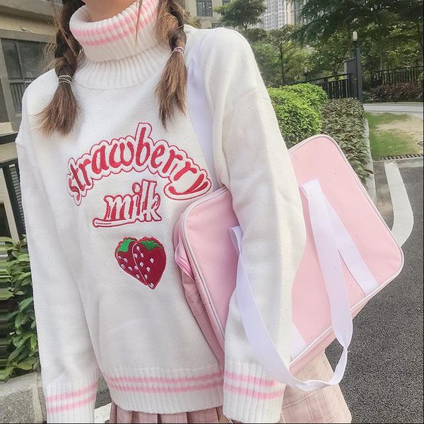 womens sweater cute strawberry embroidered loose sweaters japanese kawaii ulzzang female korean harajuku clothing for women, White;black
womens sweater cute strawberry embroidered loose sweaters japanese kawaii ulzzang female korean harajuku clothing for women, White;black