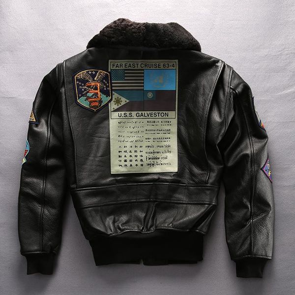 force men air g1 pilot warm fur collar genuine leather jacket autumn winter thick cowhide coat male men's & faux, Black
force men air g1 pilot warm fur collar genuine leather jacket autumn winter thick cowhide coat male men's & faux, Black