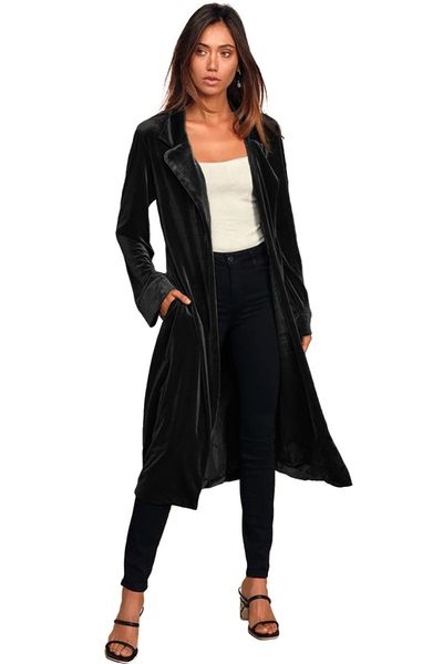 women's trench coats long sleeve notched collar cardigan solid coat ladies casual velvet jacket black,yellow abrigo mujer invierno, Tan;black
women's trench coats long sleeve notched collar cardigan solid coat ladies casual velvet jacket black,yellow abrigo mujer invierno, Tan;black