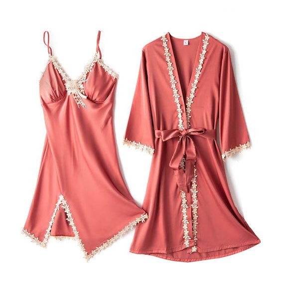 women's sleepwear wedding 2pcs robe set female nightgown satin intimate lingerie summer short home clothing casual nightwear sleep, Black;red
women's sleepwear wedding 2pcs robe set female nightgown satin intimate lingerie summer short home clothing casual nightwear sleep, Black;red
