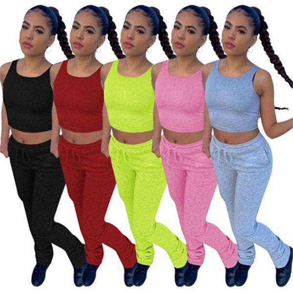 women solid color tracksuits fashion trend sleeveless vest pleated trousers suits female autumn casual low waist fitness sports sets, Gray
women solid color tracksuits fashion trend sleeveless vest pleated trousers suits female autumn casual low waist fitness sports sets, Gray