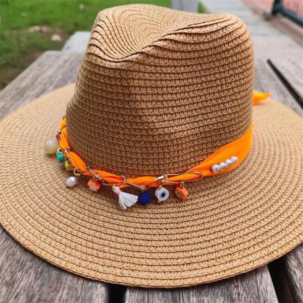 wide brim hats boho sun hat letter chain summer block sunscreen style vacation outdoor straw beach, Blue;gray
wide brim hats boho sun hat letter chain summer block sunscreen style vacation outdoor straw beach, Blue;gray