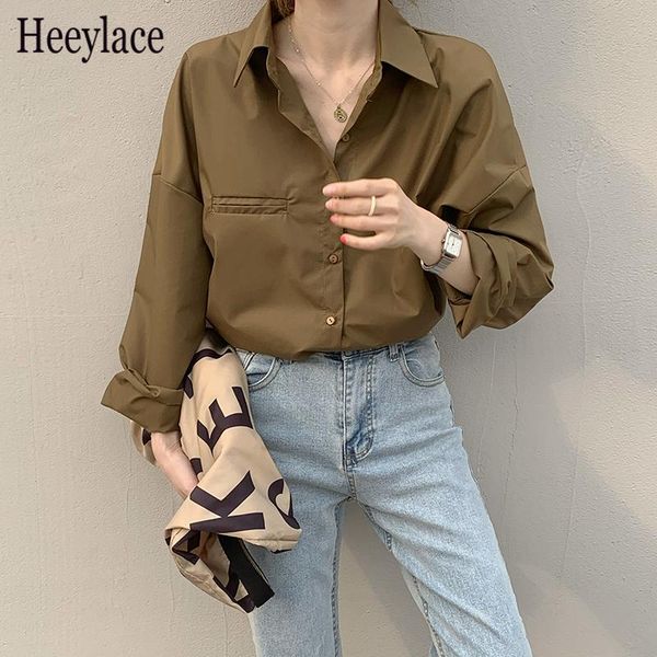 women's blouses & shirts fake pocket oversize 2021 spring summer casual loose long sleeve single breasted korean ol, White
women's blouses & shirts fake pocket oversize 2021 spring summer casual loose long sleeve single breasted korean ol, White