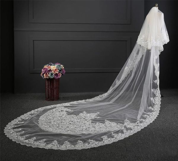 bridal veils 2021 lace edge wedding with metal comb face 2 layers appliqued long cathedral 3.5 meters bride accessories, Black
bridal veils 2021 lace edge wedding with metal comb face 2 layers appliqued long cathedral 3.5 meters bride accessories, Black