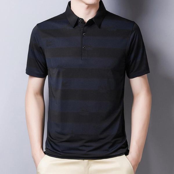 men's t-shirts men ice silk turn down collar t-shirt short sleeve striped slim fits shirt unfading skin-friendly pullover for business, White;black
men's t-shirts men ice silk turn down collar t-shirt short sleeve striped slim fits shirt unfading skin-friendly pullover for business, White;black