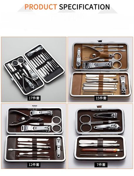nail art kits 12/15/17pcs/set stainless steel clipper pedicure set with scissor tweezer professional manicure tools supplies
nail art kits 12/15/17pcs/set stainless steel clipper pedicure set with scissor tweezer professional manicure tools supplies