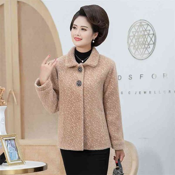 women solid autumn women's coat mink wool middle-aged imitation fur female turn down neck full sleeve warm winter 210427, Black
women solid autumn women's coat mink wool middle-aged imitation fur female turn down neck full sleeve warm winter 210427, Black
