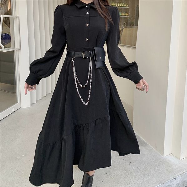 dress female autumn asymmetric fashion long black dress frilly lantern sleeve pocket bing, Black;gray
dress female autumn asymmetric fashion long black dress frilly lantern sleeve pocket bing, Black;gray