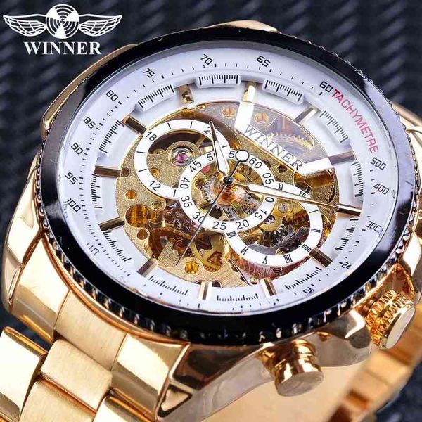 rvs golden winner gear white steampunk movement open work automatic watches men fire luxury mechanical clock, Slivery;brown
rvs golden winner gear white steampunk movement open work automatic watches men fire luxury mechanical clock, Slivery;brown