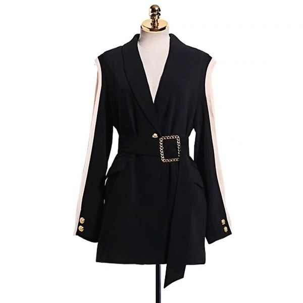 women's suits & blazers gvuw black women shreds chiffon long sleeve women's blazer gold button jacket belts suit oversize zh0047 l, White;black
women's suits & blazers gvuw black women shreds chiffon long sleeve women's blazer gold button jacket belts suit oversize zh0047 l, White;black