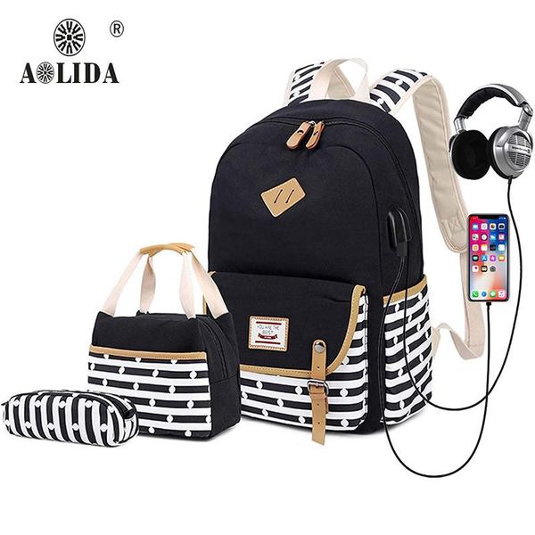 canvas school backpack for girls women 3pc bag set lunch pencil case striped schoolbags usb charging kid laptop
canvas school backpack for girls women 3pc bag set lunch pencil case striped schoolbags usb charging kid laptop