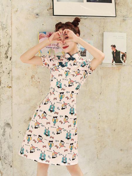 improved cheongsam young girl summer fashion modern style daily retro cute temperament short slim oriental bride ethnic clothing, Red
improved cheongsam young girl summer fashion modern style daily retro cute temperament short slim oriental bride ethnic clothing, Red