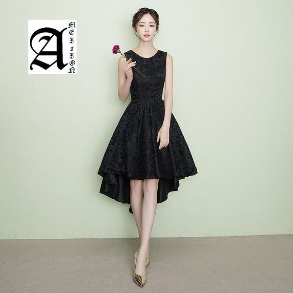 evening dresses ameision 2021 style short front long back prom party dress elegant o-neck simple banquet black lace, Black;red
evening dresses ameision 2021 style short front long back prom party dress elegant o-neck simple banquet black lace, Black;red