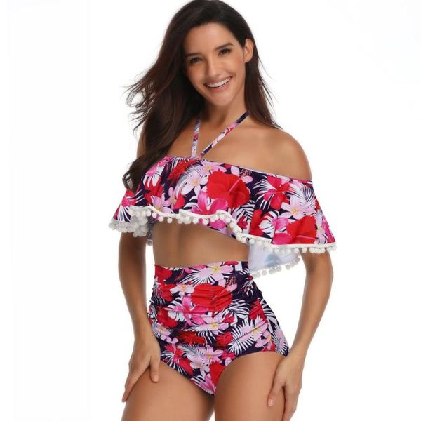 women retro flounce off shoulder swimsuit high waisted tummy control bottom halter ruffled two pieces bikini set one-piece suits
women retro flounce off shoulder swimsuit high waisted tummy control bottom halter ruffled two pieces bikini set one-piece suits