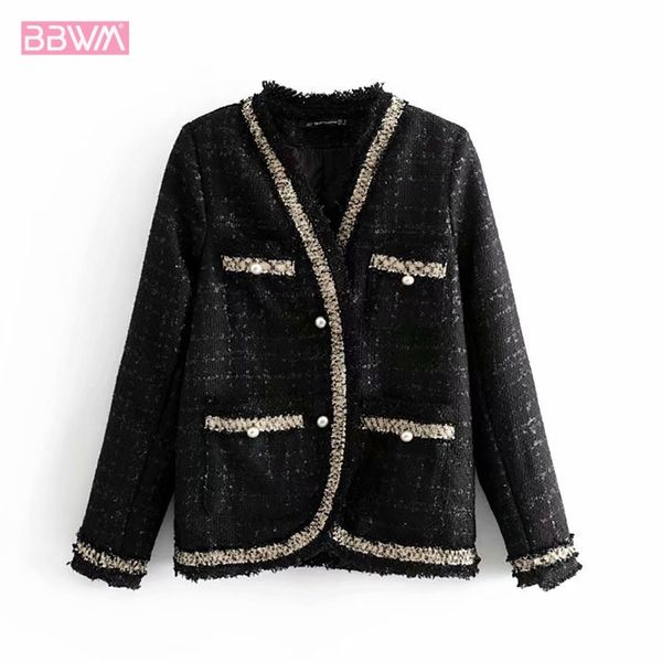 autumn v-neck long sleeve small fragrant pearl buckle women's jacket coat vintage casual fashion chic female 210507, Black;brown
autumn v-neck long sleeve small fragrant pearl buckle women's jacket coat vintage casual fashion chic female 210507, Black;brown