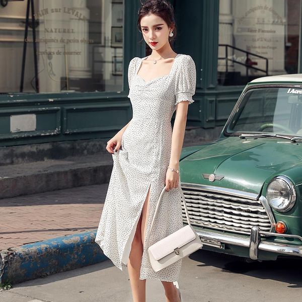 casual dresses 2021 summer white polka dot fashion dress high waist slim elegant female plus size split vestidos mujer, Black;gray
casual dresses 2021 summer white polka dot fashion dress high waist slim elegant female plus size split vestidos mujer, Black;gray