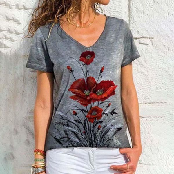 women's t-shirt summer womens oversized t shirt v neck short sleeve floral print vintage female casual loose streetwear elegant tee sh, White
women's t-shirt summer womens oversized t shirt v neck short sleeve floral print vintage female casual loose streetwear elegant tee sh, White