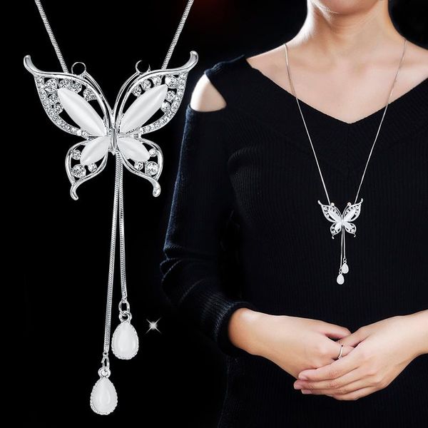 pendant necklaces fashion opal butterfly & pendants long necklace sweater chain for women statement collier jewelry 2021 trendy, Silver
pendant necklaces fashion opal butterfly & pendants long necklace sweater chain for women statement collier jewelry 2021 trendy, Silver