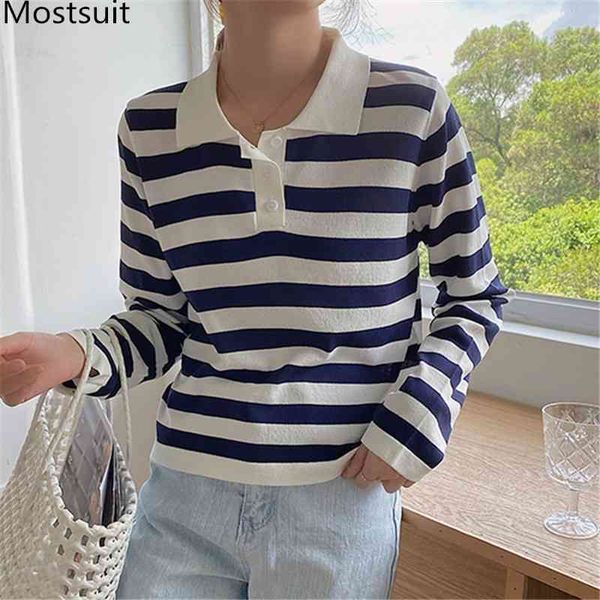 autumn korean striped casual knitted sweaters women long sleeve turn-down collar fashion loose female pullover sweater 210518, White;black
autumn korean striped casual knitted sweaters women long sleeve turn-down collar fashion loose female pullover sweater 210518, White;black