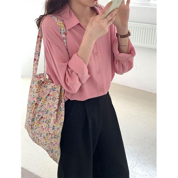 colors solid color korean shirt long sleeve thin chiffon blouses turn down collar womens and blouse 2021 (x1373) women's & shirts, White
colors solid color korean shirt long sleeve thin chiffon blouses turn down collar womens and blouse 2021 (x1373) women's & shirts, White