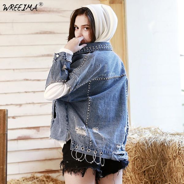 women's jackets wreeima 2021 boyfriend denim jacket blue hole lapel fall women rivet single breasted casual womens and coats, Black;brown
women's jackets wreeima 2021 boyfriend denim jacket blue hole lapel fall women rivet single breasted casual womens and coats, Black;brown